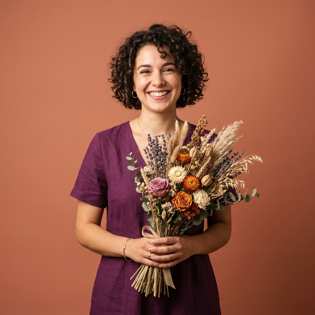 Mulher feliz com flores